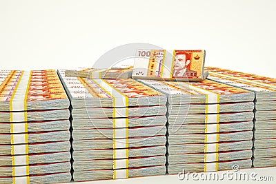 Money stacks. 100 Moroccan dirhams. 3D illustration Cartoon Illustration