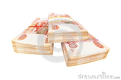 Money stacks - one and a half million russian rubles Stock Photo