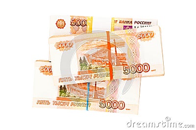 Money stacks - one and a half million russian rubles Stock Photo