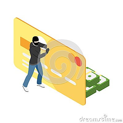 Money Thief Concept Composition Vector Illustration