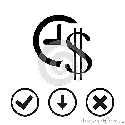 Money time icon stock vector illustration flat design Vector Illustration