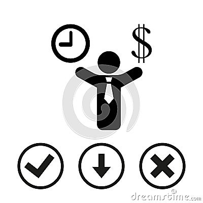 Money time icon stock vector illustration flat design Vector Illustration