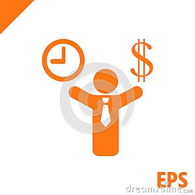 Money time icon stock vector illustration flat design Vector Illustration