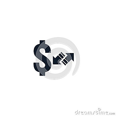 money transfer Icon symbol. currency exchange, financial investment service, cash back refund, send and receive mobile payment con Vector Illustration