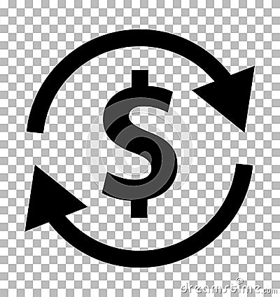 Money transfer icon on transparent. money convert sign. flat sty Stock Photo