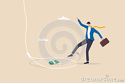 Money trap to trick greed people, danger fraud or threat to attack victim, financial or investment problem concept, greed Vector Illustration