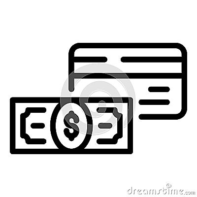 Money trasnfer credit card icon, outline style Vector Illustration