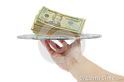 Money on a tray Stock Photo