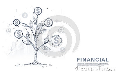 Money tree coins and money. Financial management, growing making money, and investment concept Vector Illustration