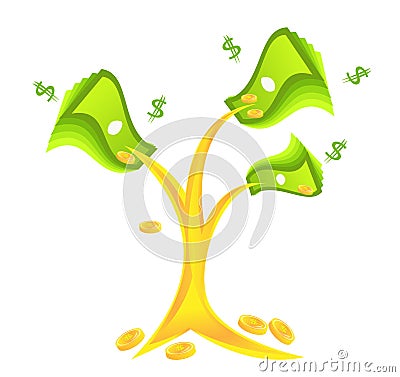 Money tree With coins Vector Illustration