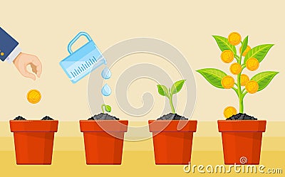 Money tree growing. Business economic investment vector concept Vector Illustration