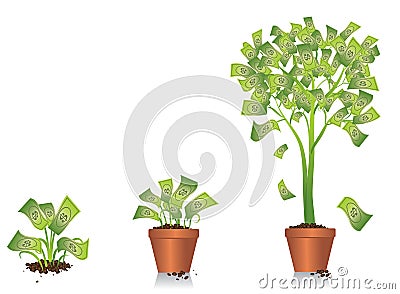 Money Tree Growing Vector Illustration