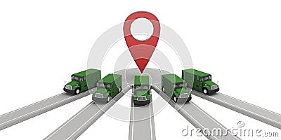 Money truck parking with pin symbol Stock Photo