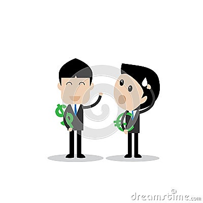 Money value of currencies effect to young businessman Vector Illustration