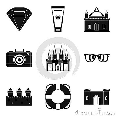 Money value icons set, simple style Vector Illustration