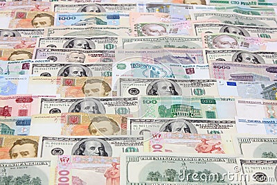 Money, various currencies as a background Stock Photo