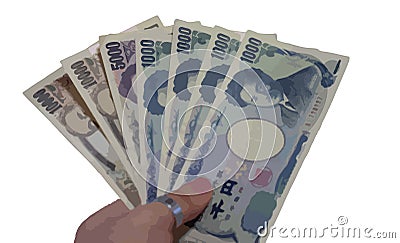 Japan Money Vector White background. Stock Photo