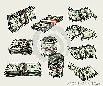 Money vintage colorful composition Vector Illustration