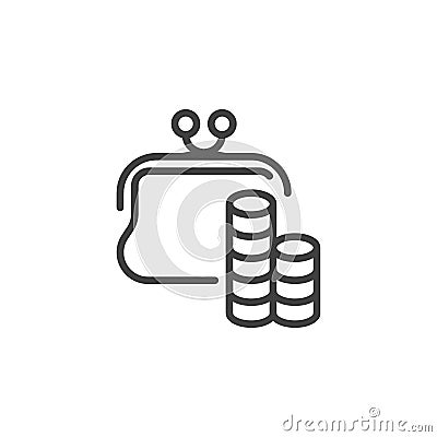 Money wallet line icon Vector Illustration