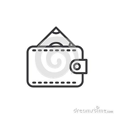 Money wallet purse line icon, outline vector sign Vector Illustration