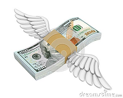 Money Wings Flying Isolated Stock Photo