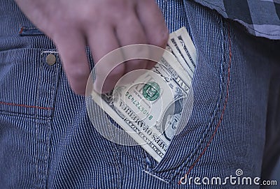 Money in Your Pocket Stock Photo