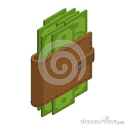 Money in your wallet. Cash in purse. Dollars in your pouch. Financial illustration Vector Illustration