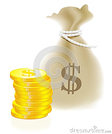 Moneybag and coin Vector Illustration