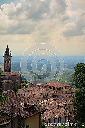 Monforte Alba, medieval village in the vineyard and hills of the Langhe region. Piemonte, Italy Stock Photo