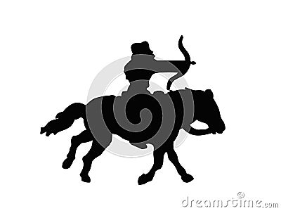 Mongol horse archer silhouette Cartoon Illustration