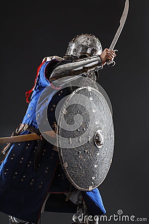 Mongol warrior in armour Stock Photo