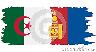 Mongolia and Algeria grunge flags connection vector Vector Illustration