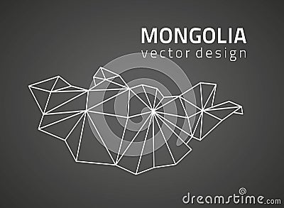 Mongolia black triangle vector mosaic outline map Vector Illustration