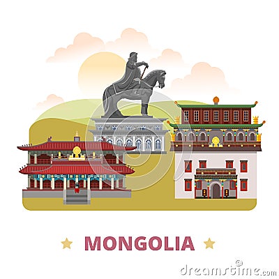 Mongolia country design template Flat cartoon styl Vector Illustration