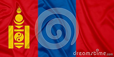 Mongolia Country Silk flag Stock Photo