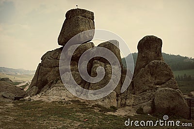 Mongolia Genghis Khan Park the mountains fancy stones Stock Photo