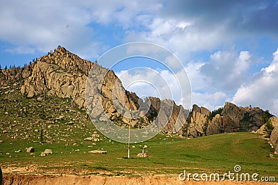 Mongolia Genghis Khan Park the mountains fancy stones Stock Photo