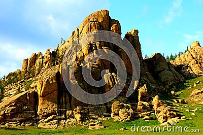 Mongolia Genghis Khan Park the mountains fancy stones Stock Photo