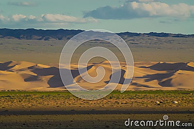 Mongolia landscape with nomad traditional Mongolian yurt Stock Photo