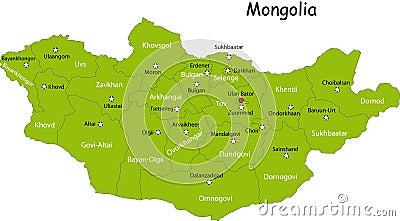 Mongolia map Cartoon Illustration