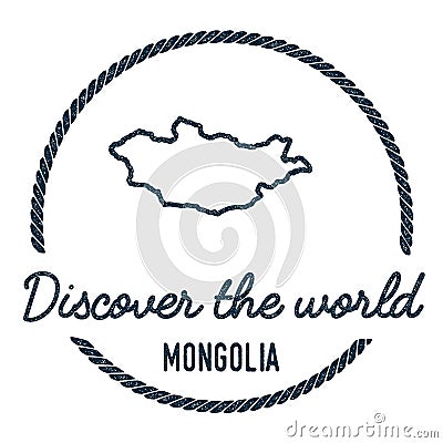 Mongolia Map Outline. Vintage Discover the World. Vector Illustration