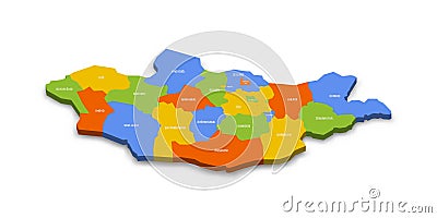 Mongolia political map of administrative divisions Vector Illustration
