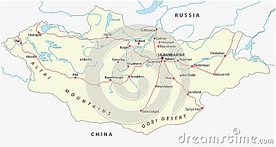 Mongolia road map Vector Illustration
