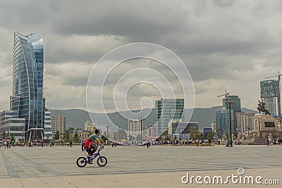 Mongolia - Ulaanbaatar - Chinggis Khan Square Editorial Stock Photo