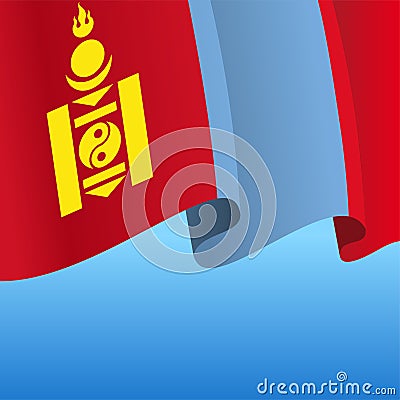 Mongolian flag wavy abstract background. Vector illustration. Vector Illustration