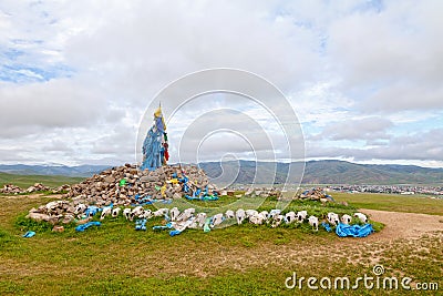 Mongolian shamanistic cairn Stock Photo