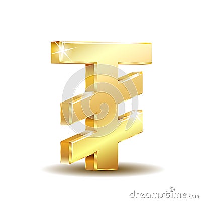 Mongolian tugrik currency symbol, golden money sign Vector Illustration