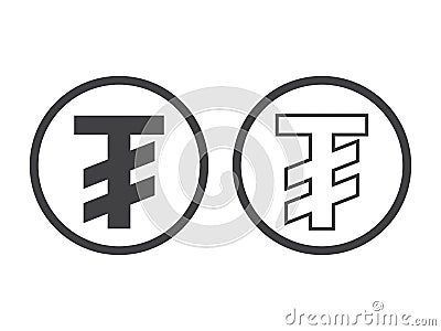 Mongolian tugrik currency symbol, vector illustration isolated on white Vector Illustration