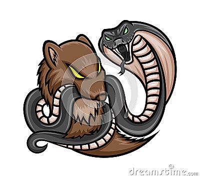 Mongoose and cobra. Vector Illustration