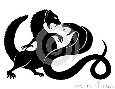 Mongoose and cobra. Vector Illustration